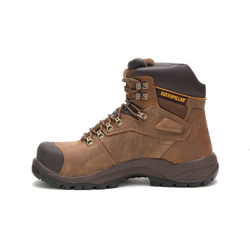 Men's Caterpillar Diagnostic Hi Waterproof Thinsulate™ Steel Toe Work Boots Dark / Beige | 438510-BXG