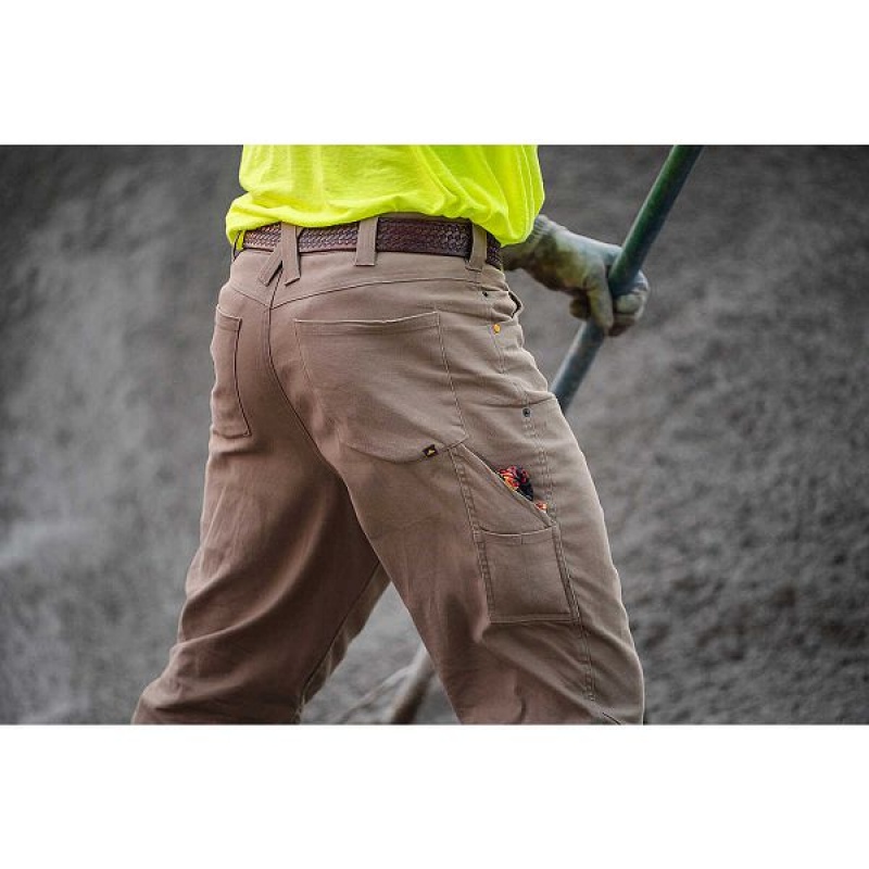 Men's Caterpillar Double Front Stretch Canvas Straight Fit Utility Pants Khaki | 807946-OIS