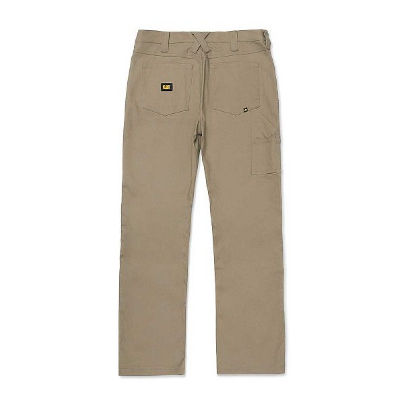 Men's Caterpillar Double Front Stretch Canvas Straight Fit Utility Pants Khaki | 807946-OIS