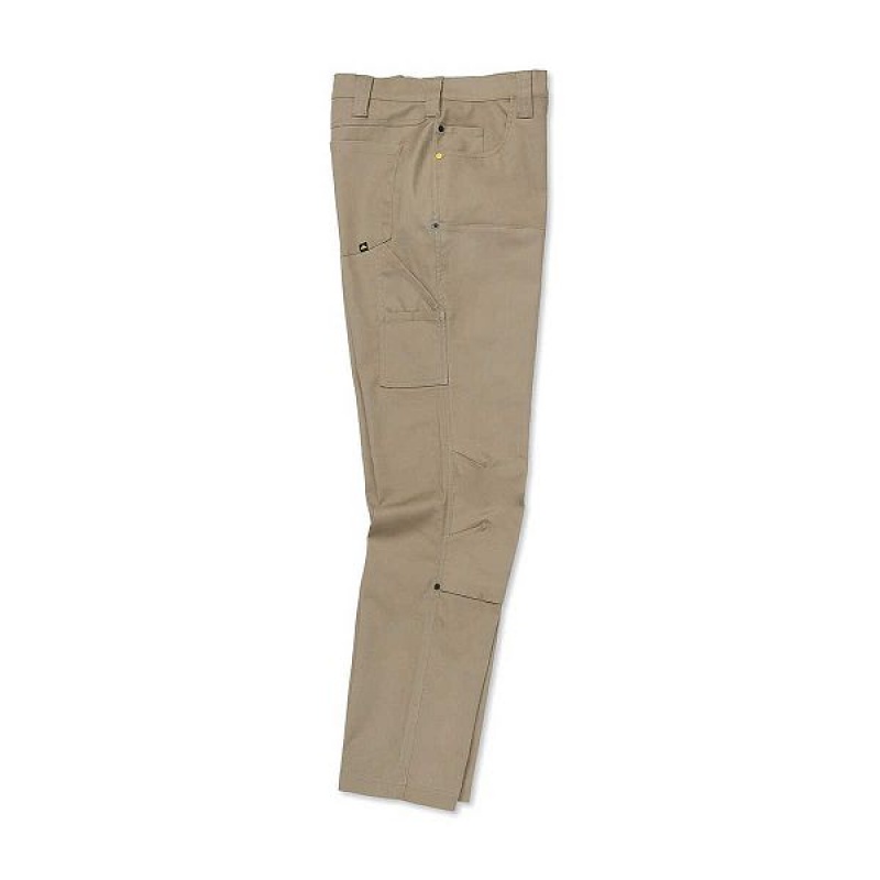 Men's Caterpillar Double Front Stretch Canvas Straight Fit Utility Pants Khaki | 807946-OIS