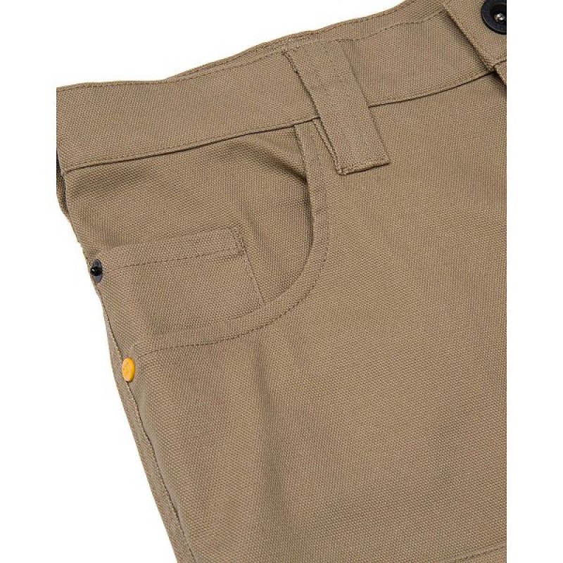 Men's Caterpillar Double Front Stretch Canvas Straight Fit Utility Pants Khaki | 807946-OIS