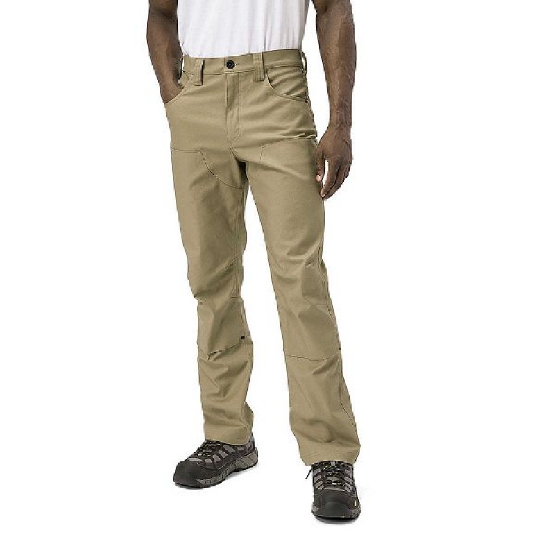 Men's Caterpillar Double Front Stretch Canvas Straight Fit Utility Pants Khaki | 807946-OIS