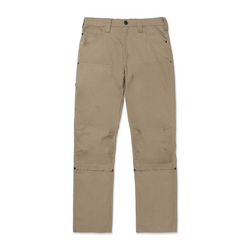 Men\'s Caterpillar Double Front Stretch Canvas Straight Fit Utility Pants Khaki | 807946-OIS