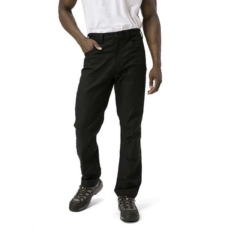 Men's Caterpillar Double Front Stretch Canvas Straight Fit Utility Pants Black | 197854-JYU