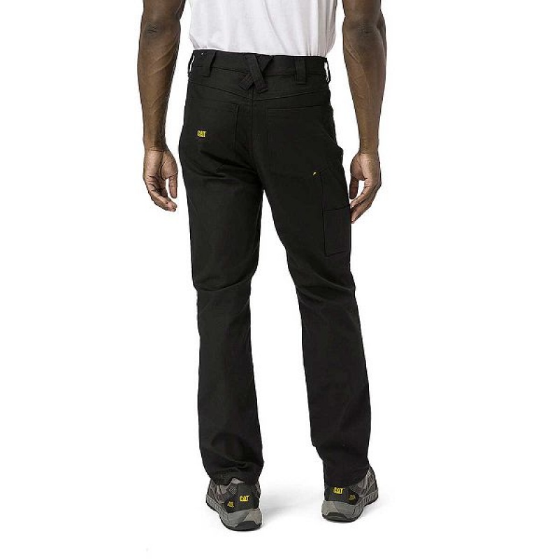 Men's Caterpillar Double Front Stretch Canvas Straight Fit Utility Pants Black | 197854-JYU