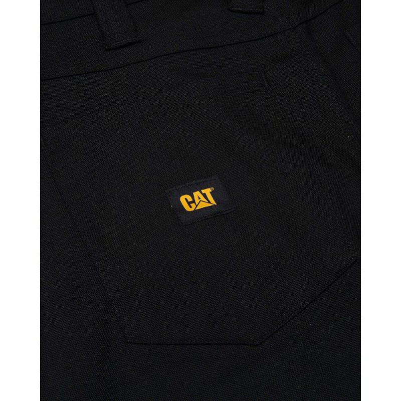 Men's Caterpillar Double Front Stretch Canvas Straight Fit Utility Pants Black | 197854-JYU