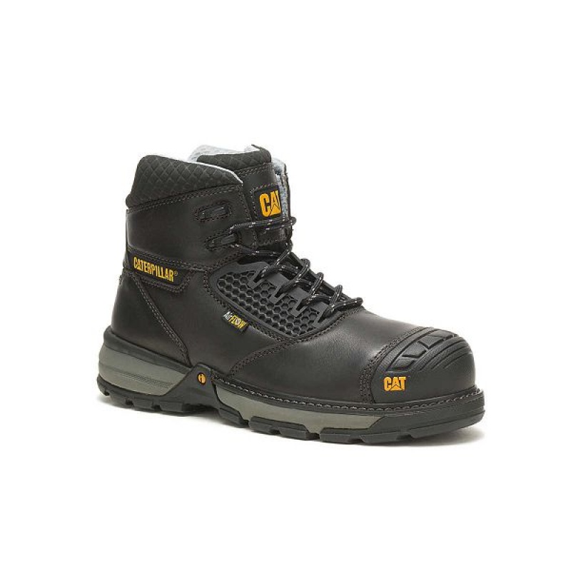 Men's Caterpillar Excavator Superlite Cool Carbon Composite Toe Work Boots Black | 709463-AMS