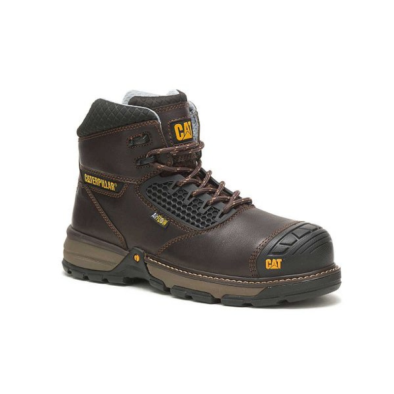 Men's Caterpillar Excavator Superlite Cool Carbon Composite Toe Work Boots Dark / Brown | 172890-BYO