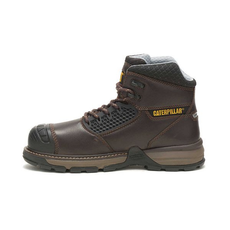 Men's Caterpillar Excavator Superlite Cool Carbon Composite Toe Work Boots Dark / Brown | 172890-BYO