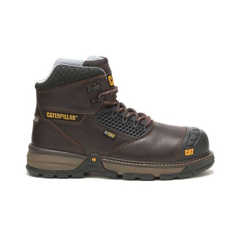 Men\'s Caterpillar Excavator Superlite Cool Carbon Composite Toe Work Boots Dark / Brown | 172890-BYO