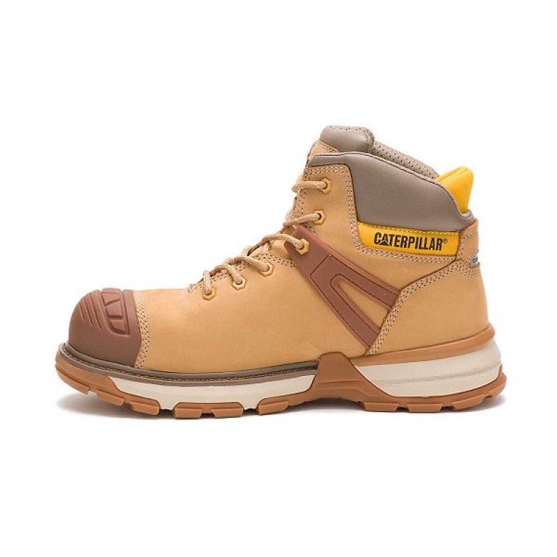 Men's Caterpillar Excavator Superlite Waterproof Carbon Composite Toe Work Boots Brown | 951704-SMQ