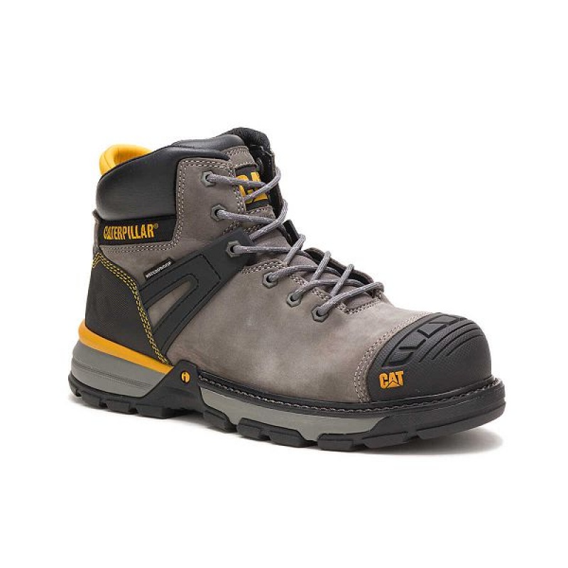 Men's Caterpillar Excavator Superlite Waterproof Carbon Composite Toe Work Boots Blue / Grey | 345901-GDL