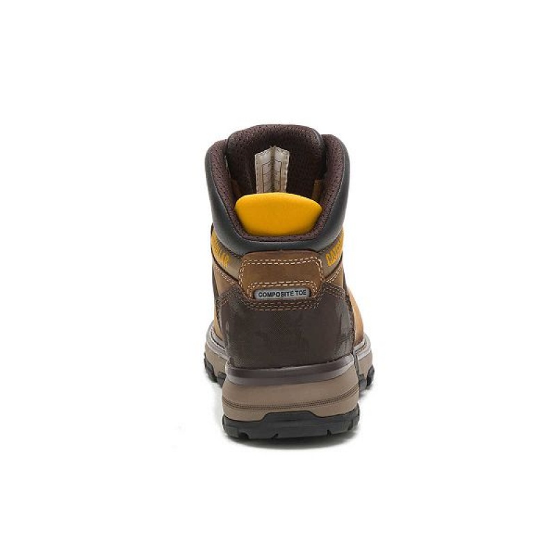 Men's Caterpillar Excavator Superlite Waterproof Carbon Composite Toe Work Boots Dark / Beige | 496310-MXQ