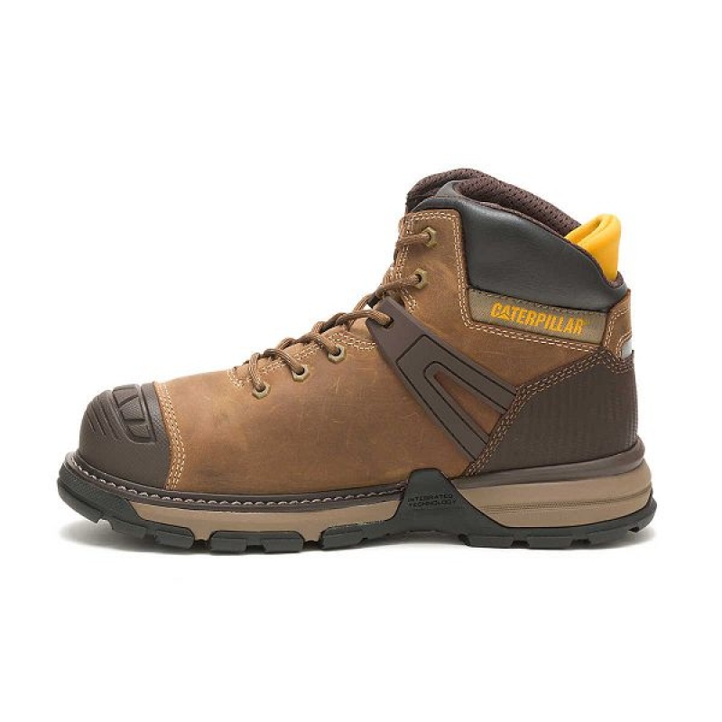 Men's Caterpillar Excavator Superlite Waterproof Soft Toe Work Boots Dark / Beige | 842910-TCM