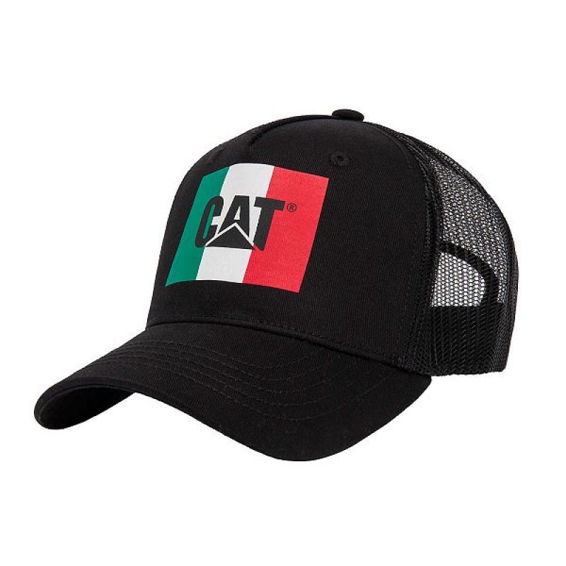 Men\'s Caterpillar Flag Caps Black | 398546-XVT