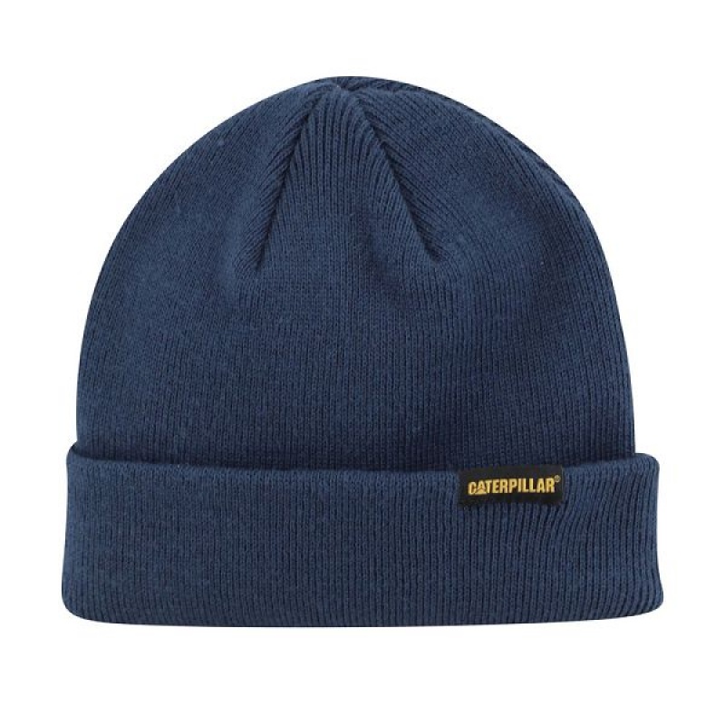 Men\'s Caterpillar Foundation Knit Hats Blue | 346980-UMH