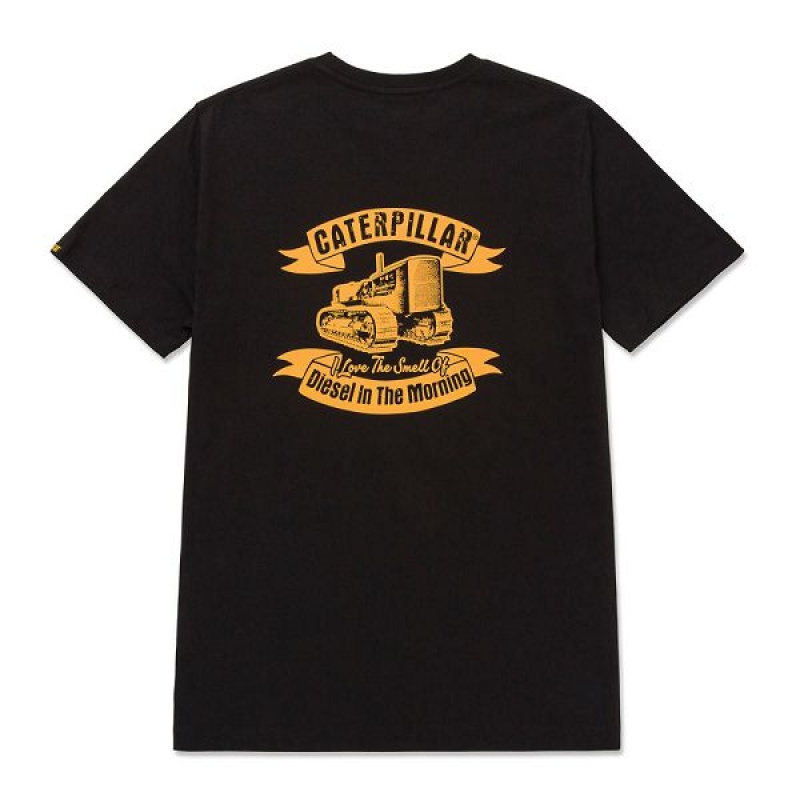 Men's Caterpillar Graphic Tee T-Shirt Black | 725960-KVQ