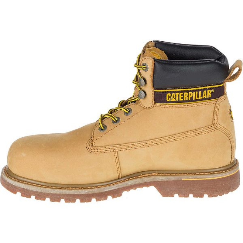 Men's Caterpillar HOLTON SB E FO HRO SRC Work Boots Brown | 879524-MUS