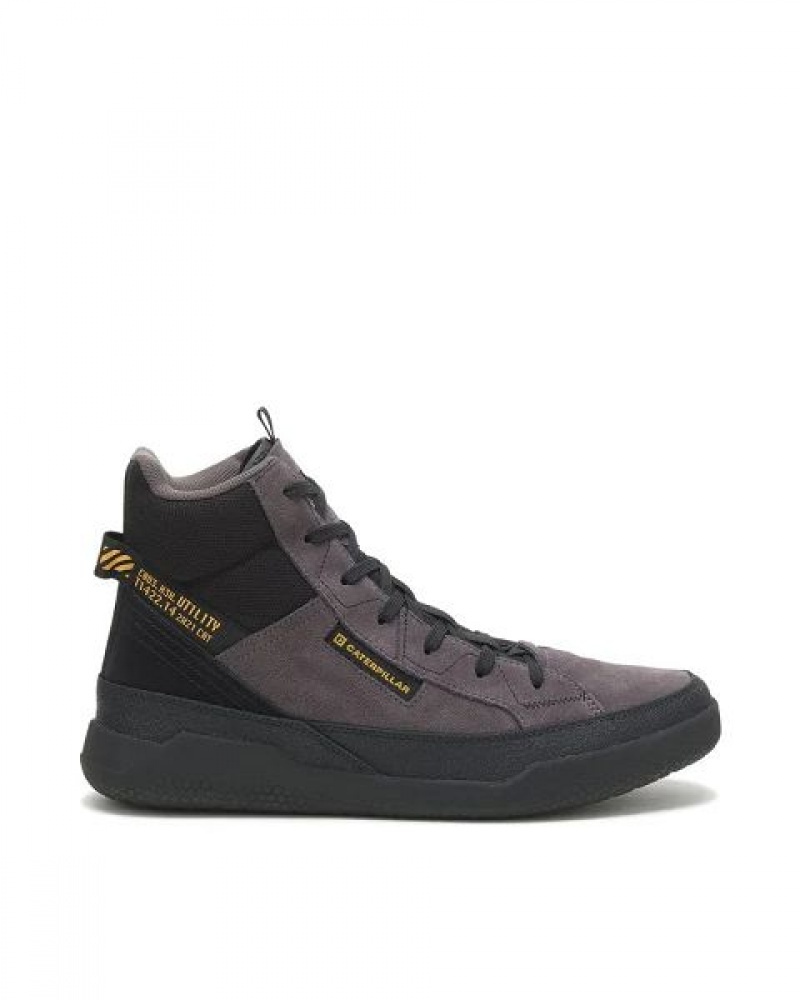 Men's Caterpillar Hex Hi Utility Sneakers Grey / Black | 639472-MSD