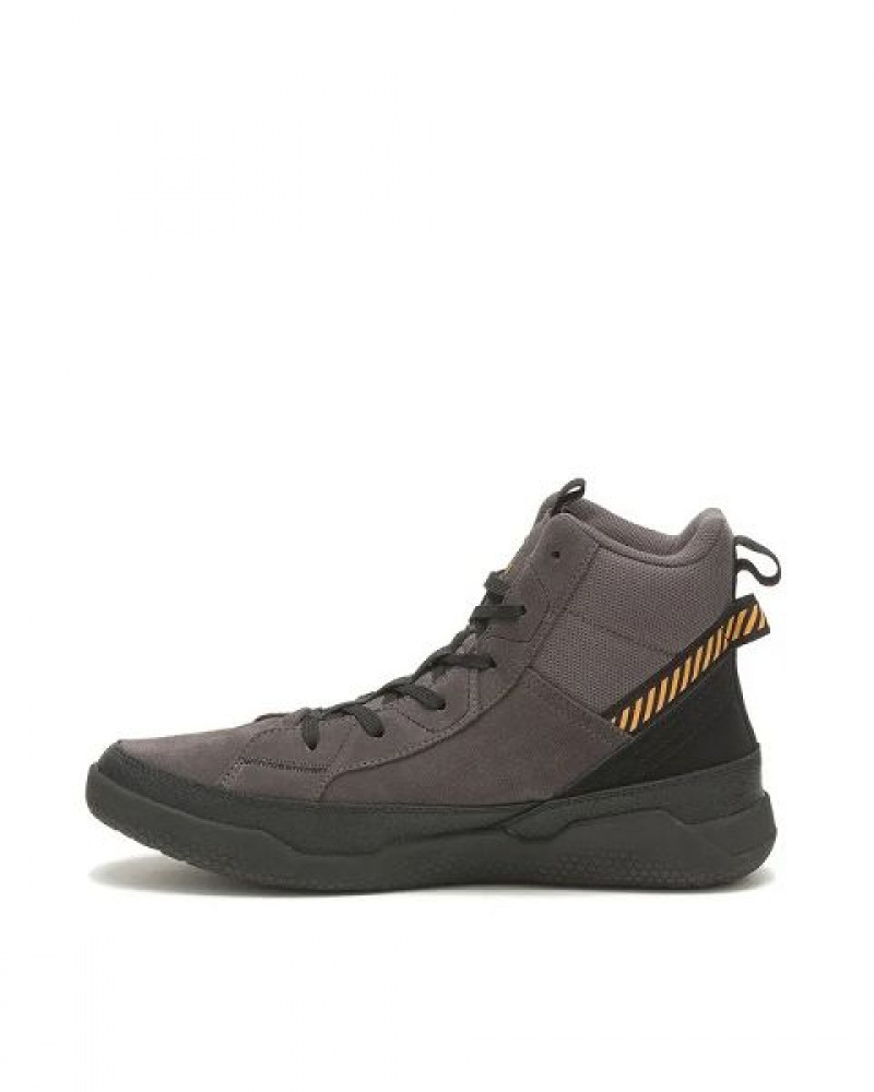 Men's Caterpillar Hex Hi Utility Sneakers Grey / Black | 639472-MSD