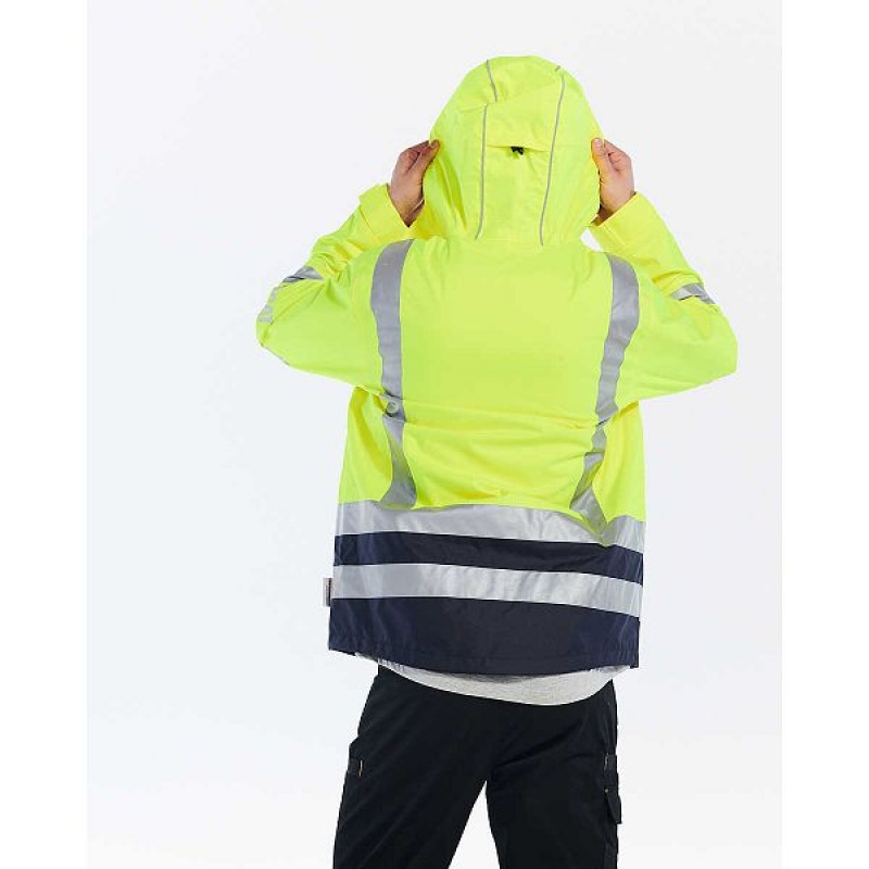 Men's Caterpillar Hi-Vis Rain Jackets Yellow | 246750-DVX