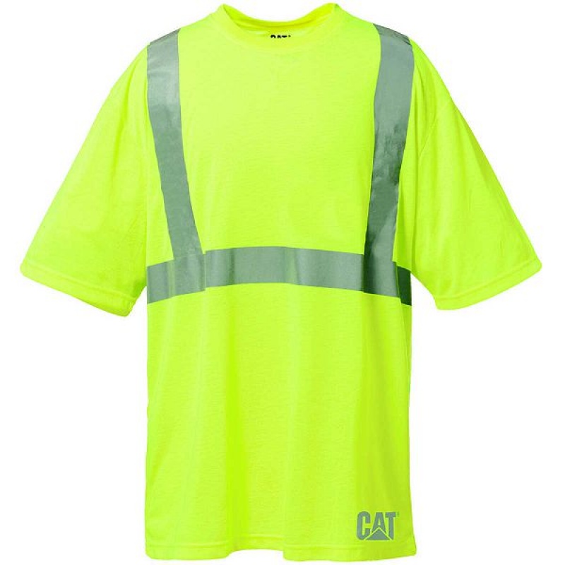 Men\'s Caterpillar Hi-Vis Tee T-Shirt Yellow | 652198-CYK