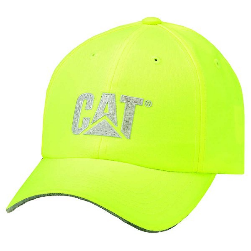 Men\'s Caterpillar Hi-Vis Trademark Caps Light / Yellow | 850762-MNG