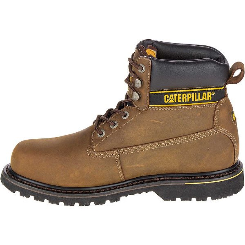 Men's Caterpillar Holton Steel Toe S3 HRO SRC Work Boots Dark / Brown | 546397-NMI