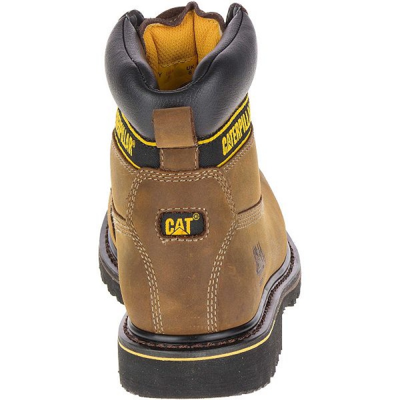 Men's Caterpillar Holton Steel Toe S3 HRO SRC Work Boots Dark / Brown | 546397-NMI