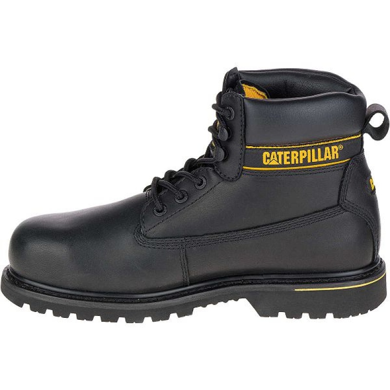 Men's Caterpillar Holton Steel Toe S3 HRO SRC Work Boots Black | 371084-VYG