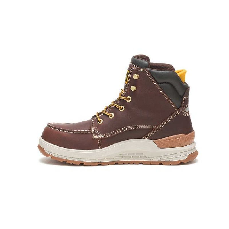 Men's Caterpillar Impact Waterproof Carbon Composite Toe Work Boots Brown | 219830-GWC