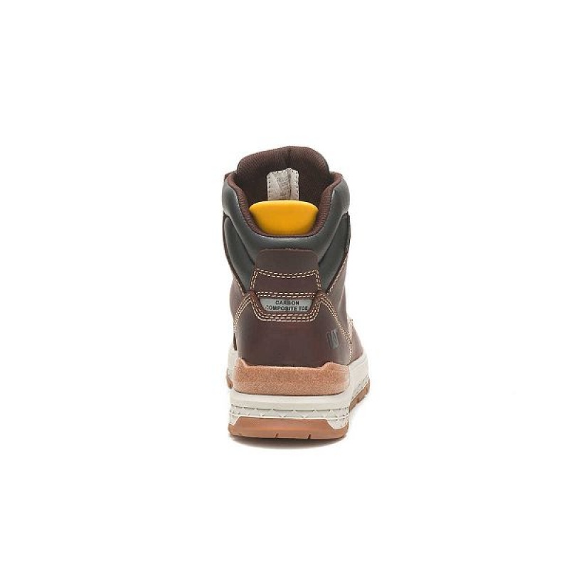 Men's Caterpillar Impact Waterproof Carbon Composite Toe Work Boots Brown | 219830-GWC