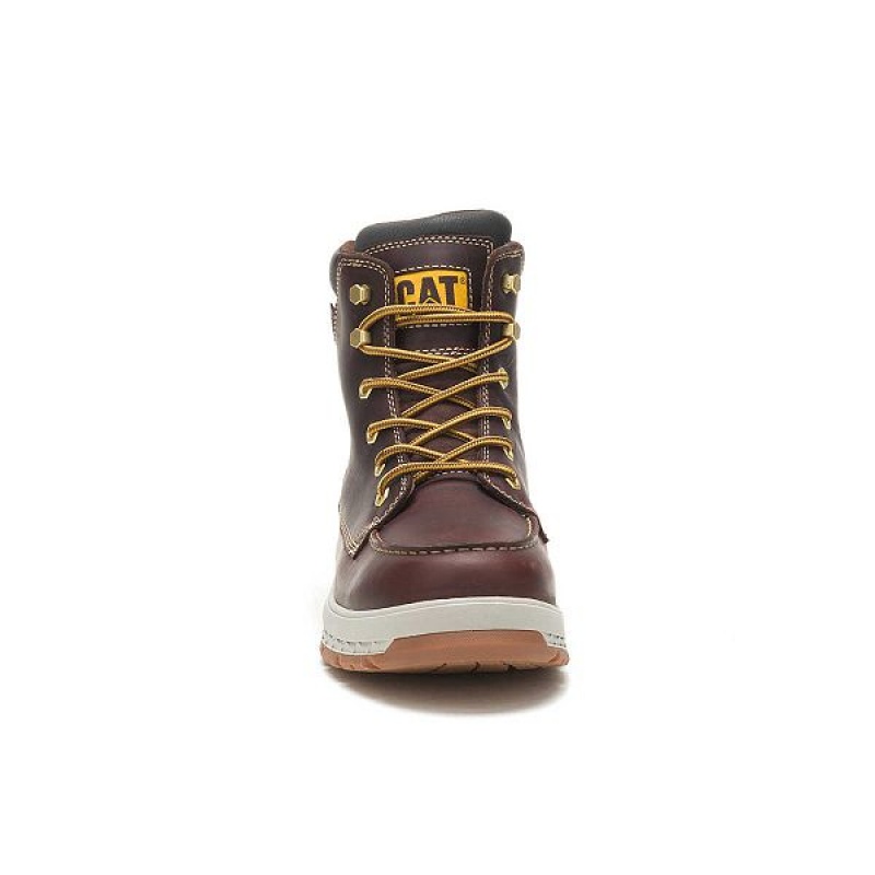 Men's Caterpillar Impact Waterproof Work Boots Brown | 079614-HNR