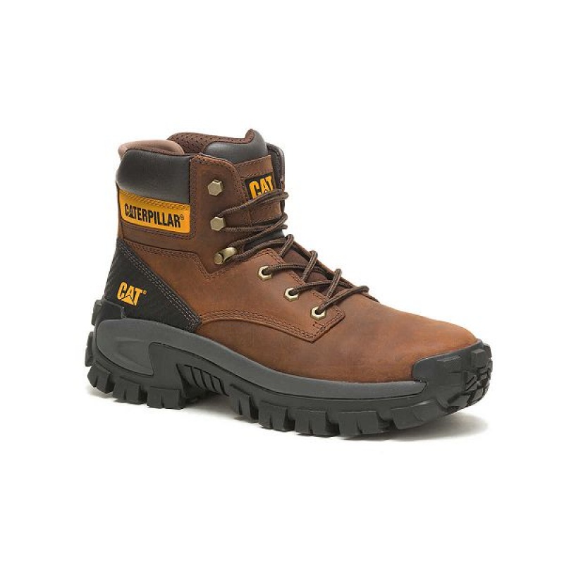 Men's Caterpillar Invader Hi Steel Toe Work Boots Dark / Brown | 340961-SUG