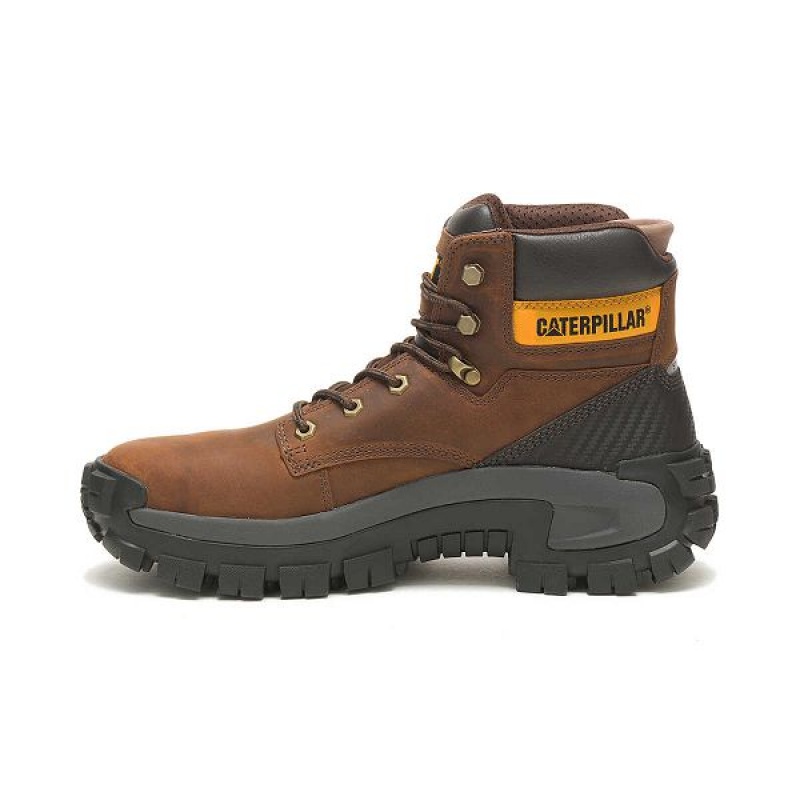 Men's Caterpillar Invader Hi Steel Toe Work Boots Dark / Brown | 340961-SUG