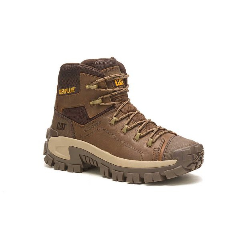 Men's Caterpillar Invader Hiker Waterproof Work Boots Brown | 329405-IMS