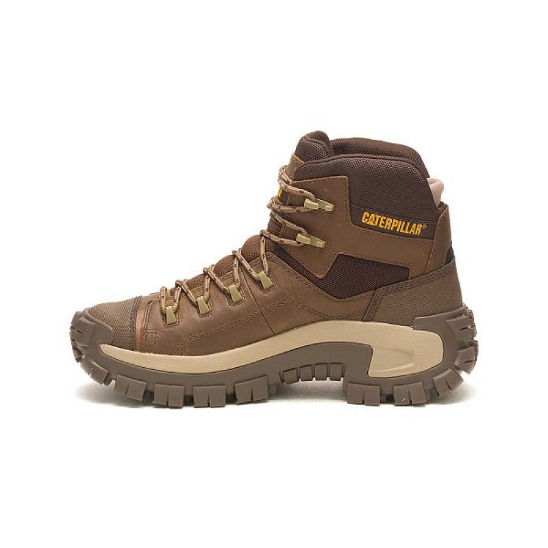 Men's Caterpillar Invader Hiker Waterproof Work Boots Brown | 329405-IMS