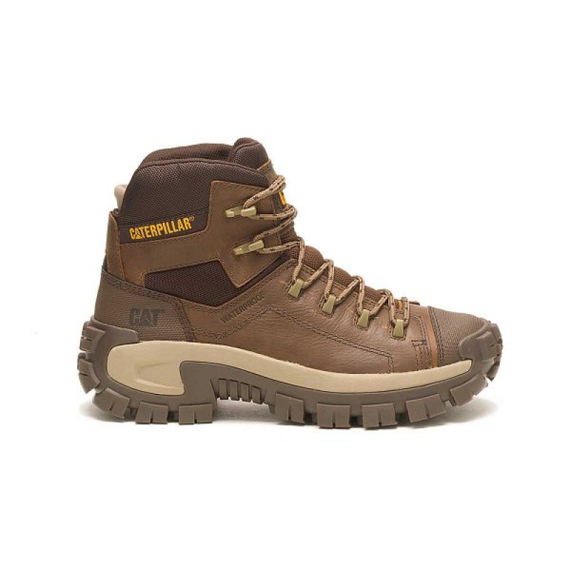 Men\'s Caterpillar Invader Hiker Waterproof Work Boots Brown | 329405-IMS