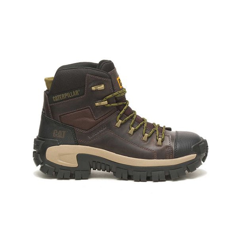 Men\'s Caterpillar Invader Hiker Waterproof Composite Toe Work Boots Coffee | 578946-EBU