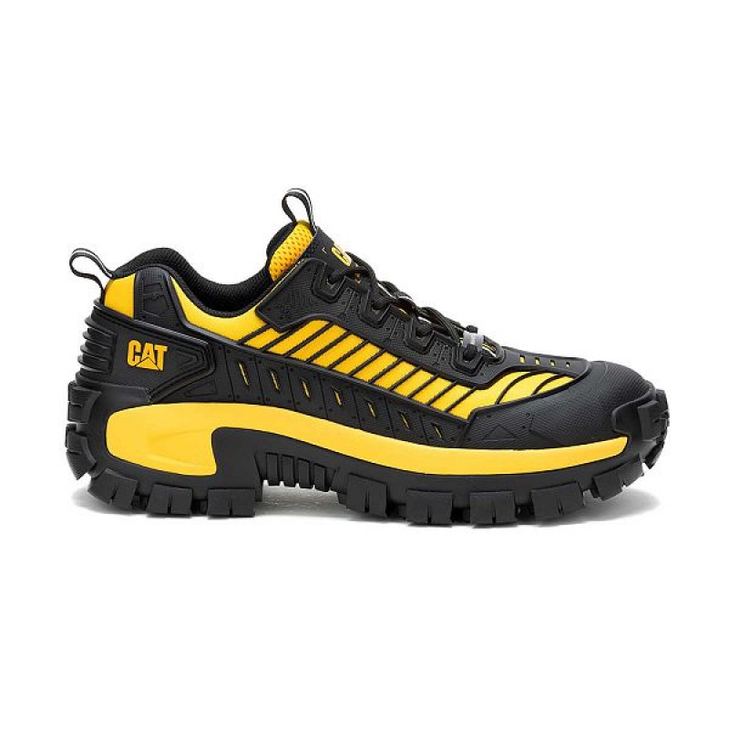 Men\'s Caterpillar Invader Mecha Composite Toe Work Shoes Black / Yellow | 691230-LXM