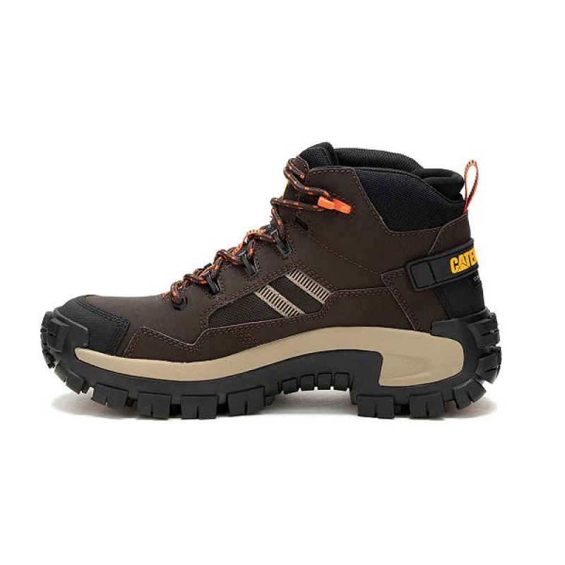 Men's Caterpillar Invader Mid Vent Composite Toe Work Boots Coffee | 962374-CDV