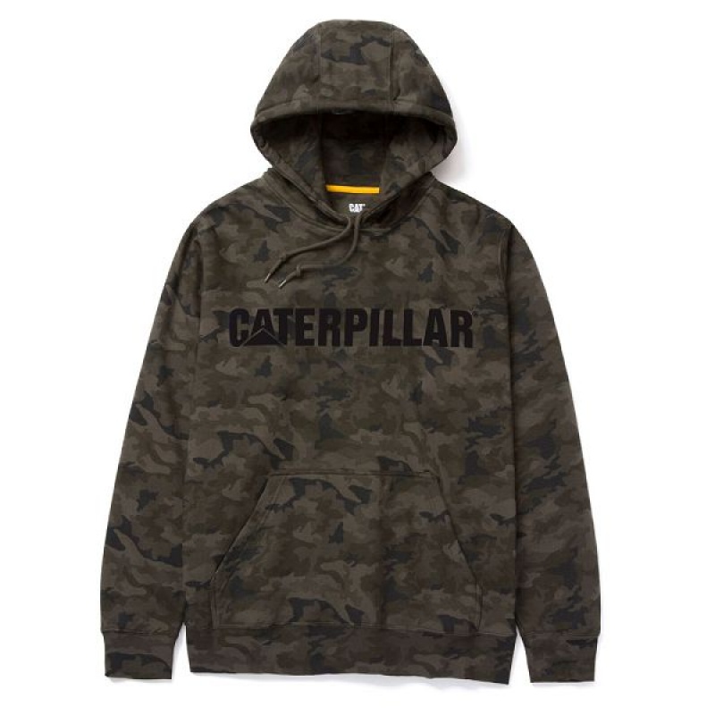 Men\'s Caterpillar Midweight Caterpillar Hooded Sweatshirt Camo | 460851-CON