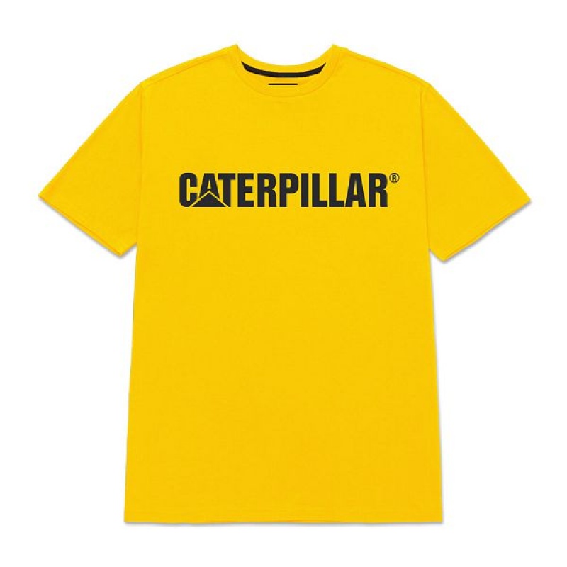 Men\'s Caterpillar Original Fit Caterpillar Logo Tee T-Shirt Yellow | 925406-VCR