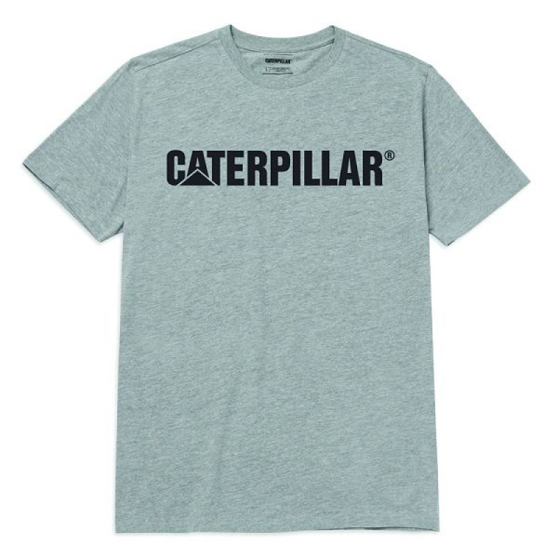 Men\'s Caterpillar Original Fit Caterpillar Logo Tee T-Shirt Blue | 690714-YAI