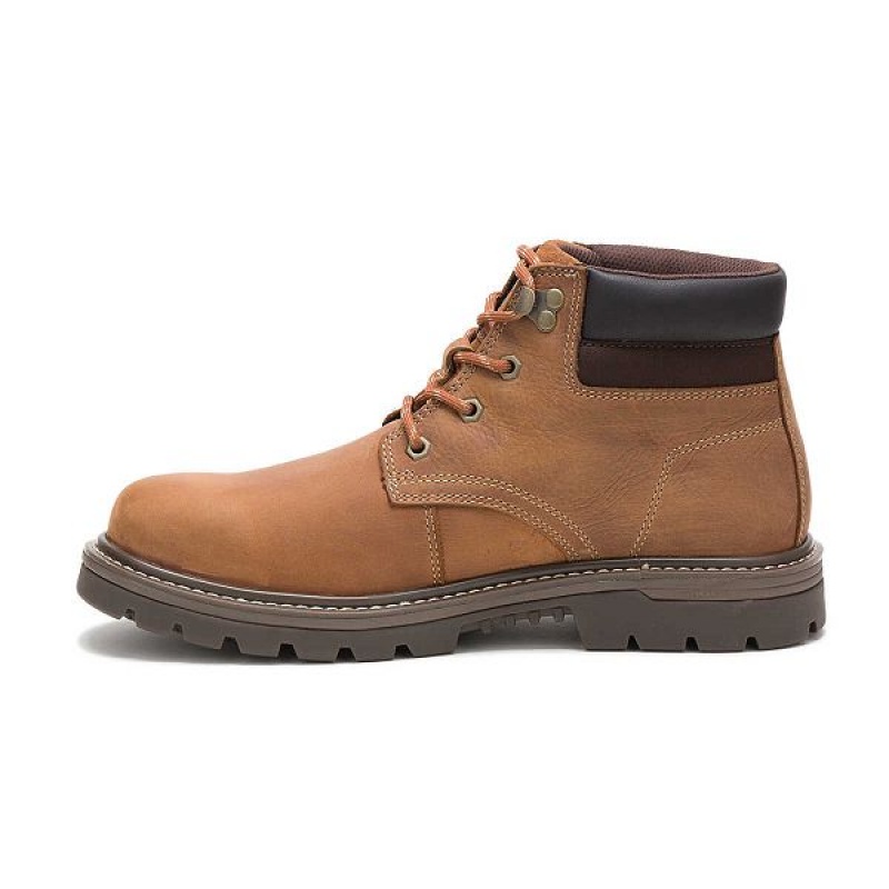 Men's Caterpillar Outbase Waterproof Work Boots Brown | 751920-SML