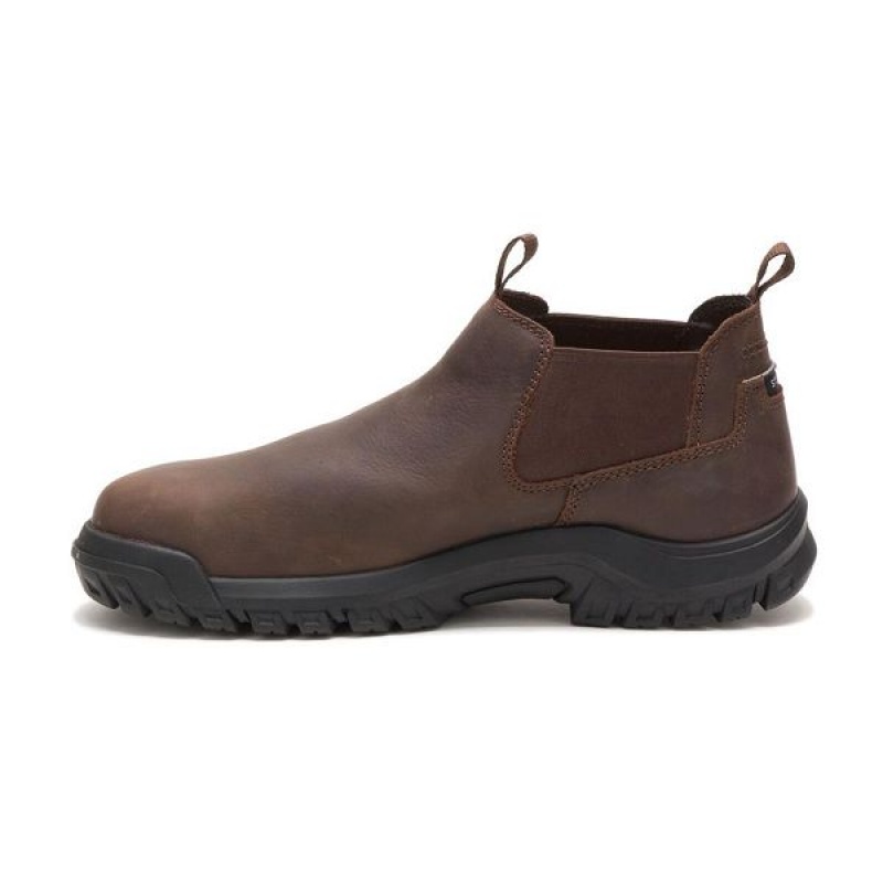 Men's Caterpillar Outline Slip-On Steel Toe Boots Brown | 751342-SOH