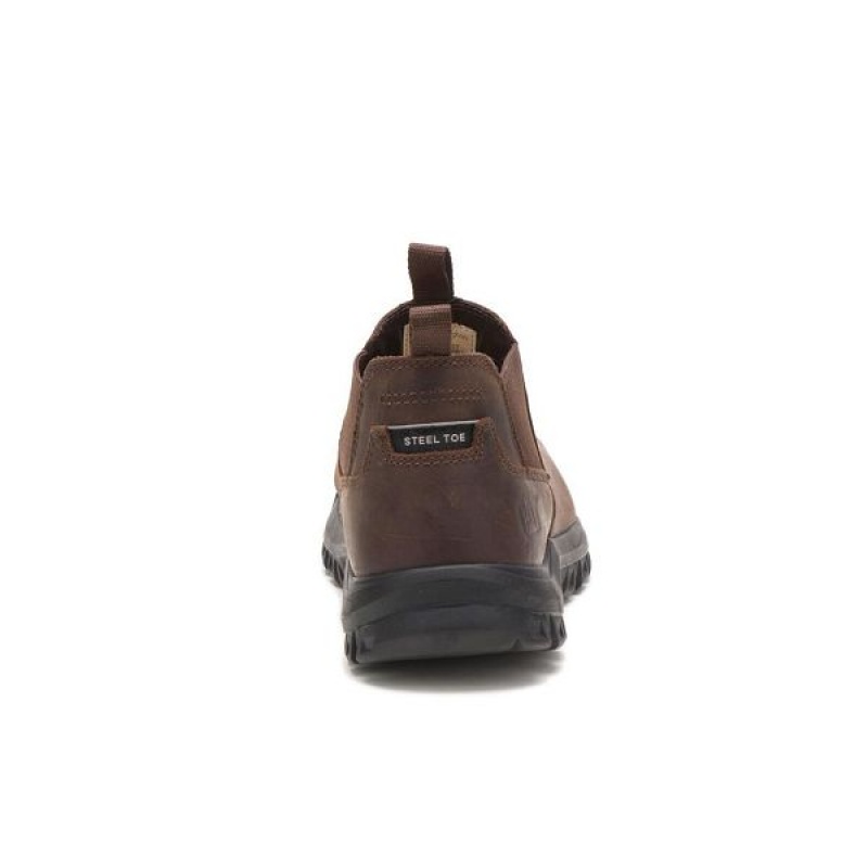 Men's Caterpillar Outline Slip-On Steel Toe Boots Brown | 751342-SOH