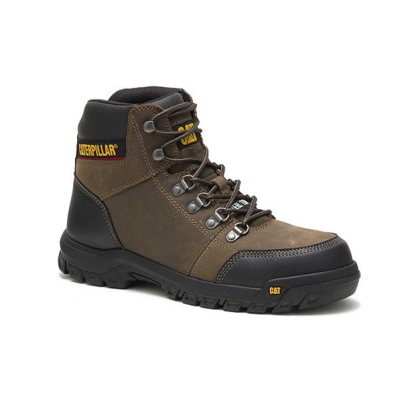 Men's Caterpillar Outline Steel Toe Work Boots Dark / Grey | 798612-CQE