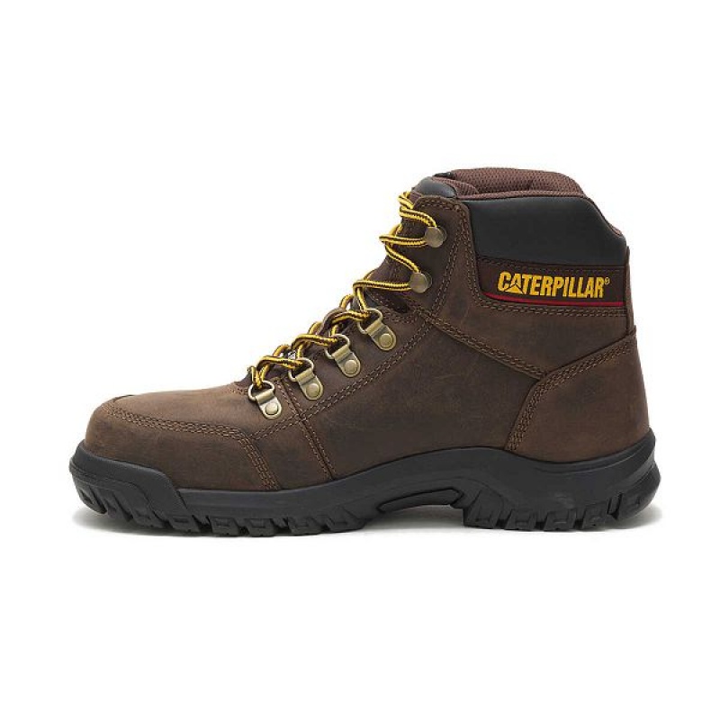 Men's Caterpillar Outline Steel Toe Work Boots Brown | 835726-JOC