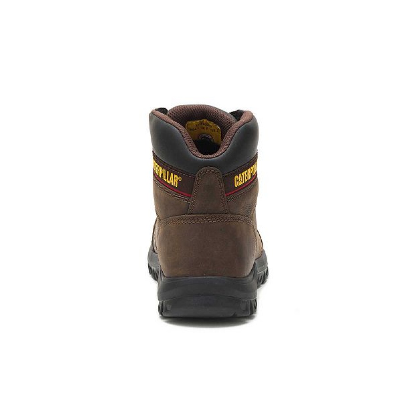 Men's Caterpillar Outline Steel Toe Work Boots Brown | 835726-JOC